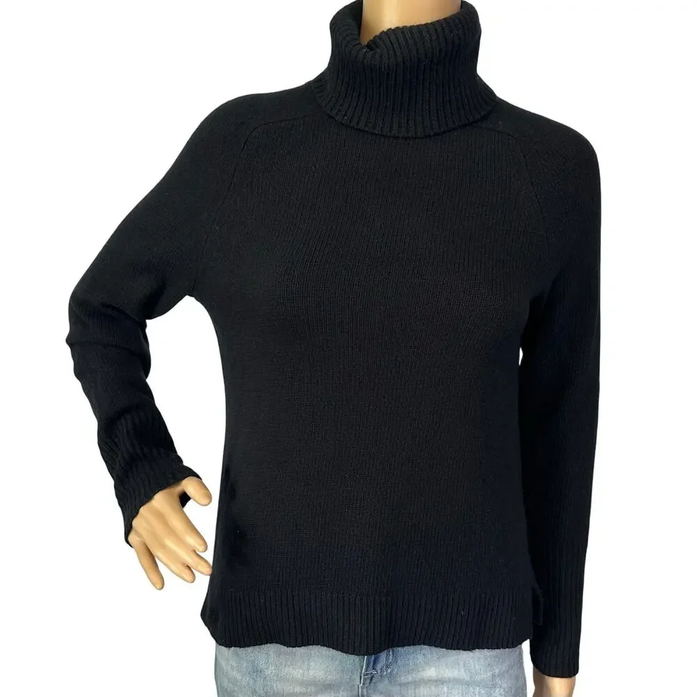 J. Crew Classic Wool Cashmere Turtleneck Sweater Black E6301 Size XS